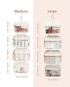 Narwey Travel Toiletry Bag for Women Large Hanging Makeup Bag Organizer Toiletries Bag for Full Size Essentials Accessories Cosmetics (Light Checkerboard (Large))