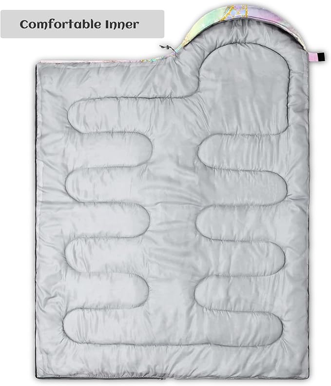 Sleeping Bags for Adults Youth Kids,3D Printing Camping Sleeping Bag for Girls Boys Lightweight Waterproof Cold/Warm Weather Sleeping Bag for 3 Seasons