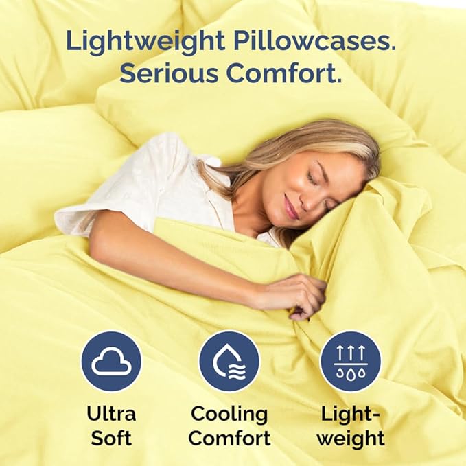 King Pillow Cases Set of 2 - Ultra Soft Hotel Quality Pillowcase Covers - Comfortable Cozy Bedding for Women, Men, Kids & Teens - Machine Washable Pillow Protectors - 2 Pieces Set - King Size Yellow