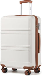 Kono 24 Inch Luggage Suitcase Lightweight with Spinner Wheels TSA Lock Hardside Medium Checked Luggage Durable Rolling Suitcase Cream White