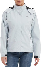 MOERDENG Women's Waterproof Rain Jacket Lightweight Raincoat Hooded Hiking Jacket Softshell Windbreaker