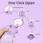 BJPKPK Water Bottle With Straw 25oz Insulated Water Bottles Reusable Stainless Steel Metal Thermo With Leak Proof Lockable Lid And Carry Handle,Dawn