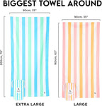 Dock & Bay Beach Towel - Quick Dry, Sand Free - Compact, Lightweight - 100% Recycled - Includes Bag - Summer - Unicorn Waves - Large (160x90cm, 63x35)