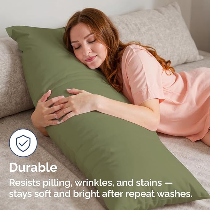 Long Pillowcases - Body Pillow Cover - Long Pillow Insert for Sleeping, Side Sleepers - Soft & Breathable Body Pillow Case with Envelope Enclosure - Comfy & Machine Washable - 20" x 54" (Sage Green)