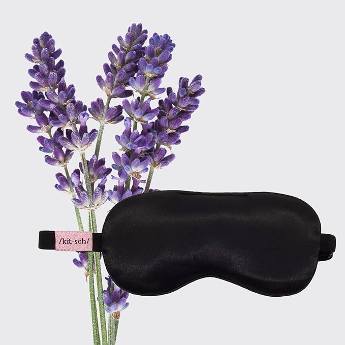 Kitsch Weighted Satin Sleep Mask - Weighted Eye Mask for Sleeping and Travel - Lavender Sleeping Mask for Women and Men - Light Blocking, Adjustable Strap, Ultra-Soft (4.1oz/116g)