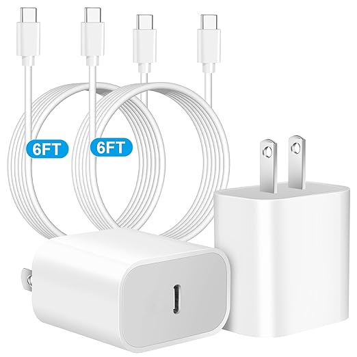 iPhone 17 16 Pro Charger Fast Charging,2Pack 20W Quick USB C Charger Block Type C Chargers Fast Charging,6FT USBC Charging Cable Cord for iPhone 17 Pro/17 ProMax/17 Air/16/16 ProMax/16e/15 Pro/15 Plus