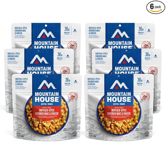 Mountain House BuffaloStyle Chicken Mac & Cheese FreezeDried Food for Camping, 12 Servings, 30Year ShelfLife