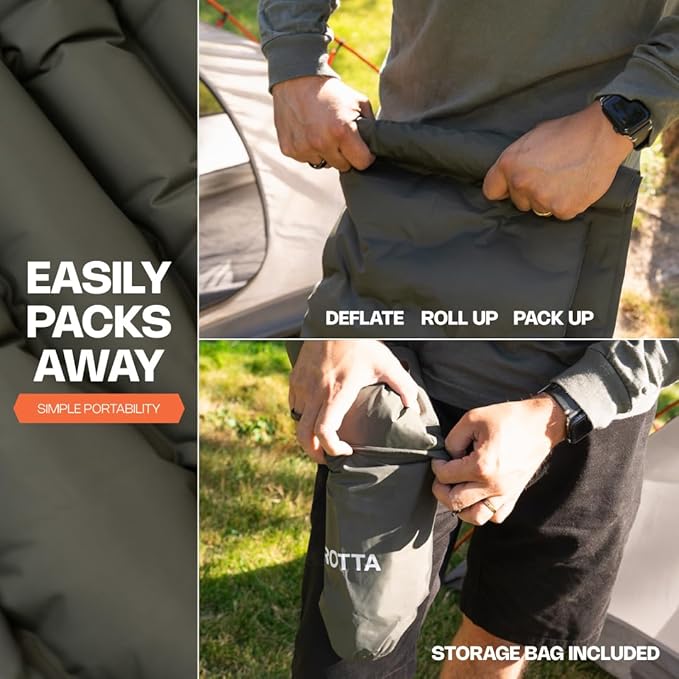 ANGORA BRANDS Lightweight Outdoor Sleeping Pad | Compact Travel Sleeping Mat for Backpacking, Hiking, or Camping | Portable Sleeping Bed & Camping Accessories | Sleeping Pad by Strotta