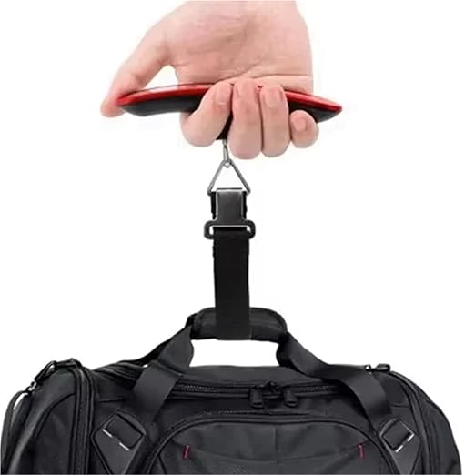 Portable Digital Luggage Scale - 2 Pack, Handheld Electronic Scale for Travelers, 110 lbs Capacity, Lightweight Travel Scale (d) - Aurate Weight Measurement (Red 1)
