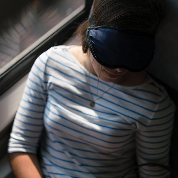 Lewis N. Clark Comfort Eye Mask + Sleep Aid to Block Light for Travel, Airplane, Hotel, Airport, Insomnia + Headache Relief with Adjustable Straps, Blue