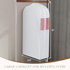 Univivi Premium Cotton Garment Bags for Hanging Clothes and Storage, 60 Inch Washable Dress Bags for Gowns Long, Full Zipper Dust Cover with Extra Large 10" Gusset & Clear Window - 4 Pack