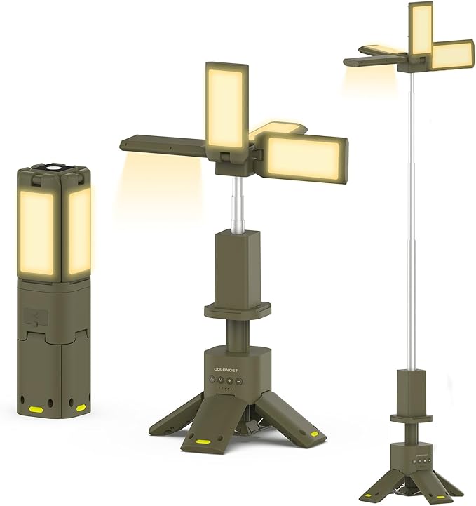 Wireless Magnetic Camping Light with Telescoping Pole (285-1100mm) - 3 Mode Dimmable LED, 14000mAh Portable Power, Waterproof Design for Tent & Outdoor Emergencies