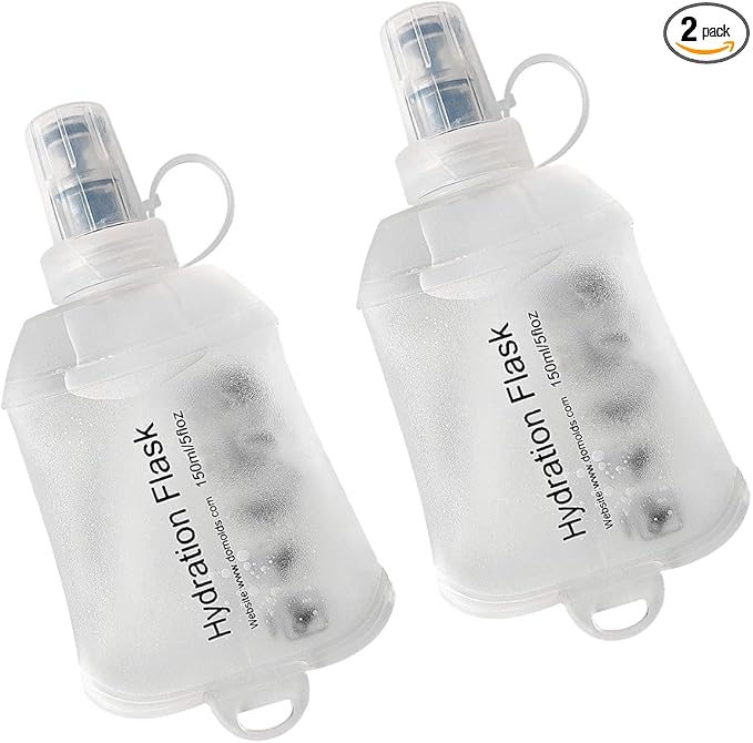 WILDREEDS 150ml Soft Flask, TPU Collapsible Soft Water Bottle for Hydration Pack, Running Vest, Folding Water Bottle for Hiking Cycling Climbing-2Pcs, White