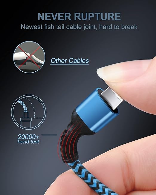 USB A to Lightning Cord, 4Pack/10Ft Nylon Braided iPhone Charger Cable, Apple Approved Fast Charging Power Wire for iPhone 14, 14 Pro Max, 13 Pro Max, 13Pro, 13, 13 Mini, 12 11 10 XR XS X 8 Plus 7 6