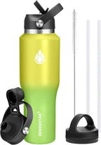 SENDESTAR 40oz Water Bottle Wide Mouth Stainless Steel Vacuum Insulated Double Wall with 2 Straw Lids Fit in Any Car Cup Holder