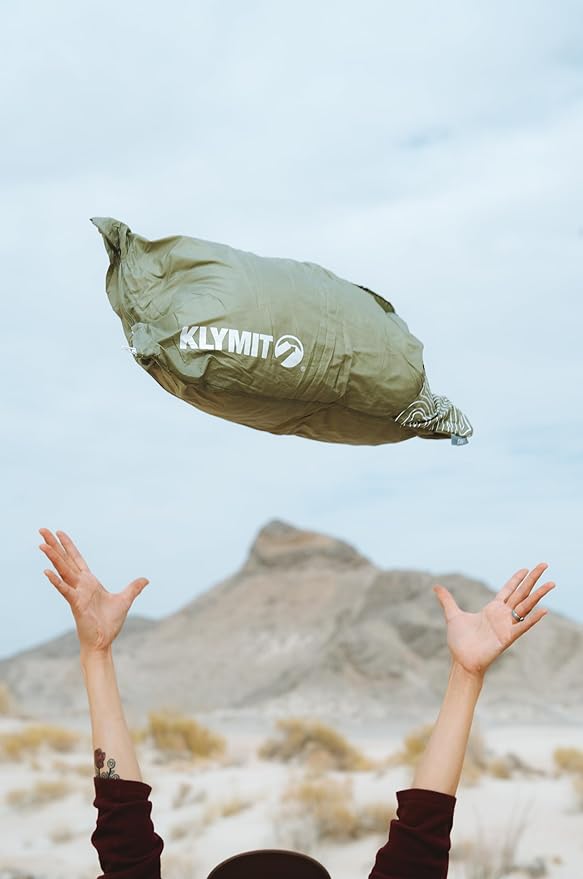 Klymit Drift Camping Pillow, Shredded Memory Foam Travel Pillow with Reversible Cover for Outdoor Use, Green, Regular