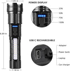 1Pack Flashlight Rechargeable, Rechargeable Flashlights High Lumens L9000, Super Bright Flashlight Powerful, Tactical Flashlights High Lumens, LED Flash Light High Powered for Home Emergencies Camping