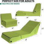 jela Outdoor Chaise Lounge, Waterproof Folding Sofa Bed Lounge Chair, UV Resistant Folding Lounge Chair with Machine Washable Cover, Soft Foam Patio Sofa Chairs Pool Lounge Chaise Chairs (Green)