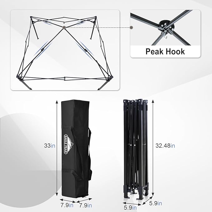 EAGLE PEAK EAGLE PEAK Flex Ultra Compact Pop-up Canopy, Sun Shelter, Changing Room, Portable Privacy Canopy Cabana, 5x5 Canopy Tent, for Pool, Fashion Photoshoots, or Camping White
