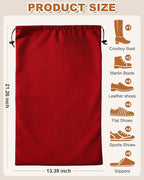 2 Pcs Shoe Bags for Travel, 21.2"x13.3" Large Boot Bags for Cowboy Boots, Washable Velvet Dust Bag with Drawstring for Dress Shoes, Handbags and Clothing, Suitable for Travel and Home Storage