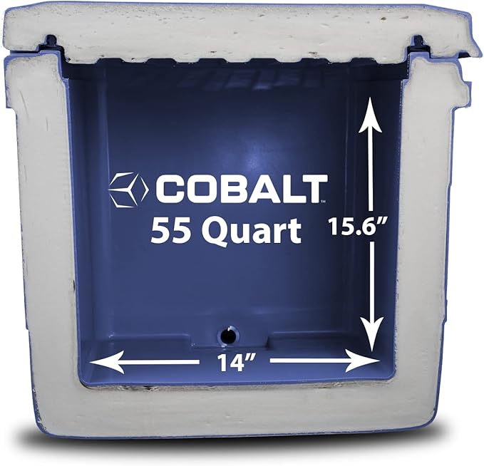 Cobalt 55 Quart Roto Molded Super Ice Cooler | Large Ice Chest - Long Term Ice Retention |