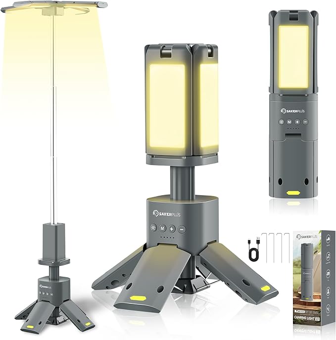 Portable Camping Light, 14000mAh Telescopic Camping Lantern with Rechargeable Power Supply, Dimmable Magnetic Tent Lamps 6000 Lumen Outdoor Work Lights for Hiking,Camping,Home Emergency