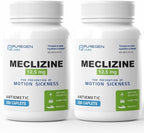 Puregen Labs Meclizine 12.5 mg Antiemetic 400 Caplets Total | Motion Sickness Relief - Prevent Nausea, Vomiting, and Dizziness | Dairy Free | Made in USA | Value Pack – 2 Pack