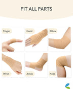 FriCARE Self Adhesive Bandage Wrap, Medical Tape in First Aid Kit, Cohesive Bandages for Wounds Sport Vet, FSA/HSA Eligible, 2 Inches X 5 Yards 6 Rolls, Tan