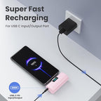 Mini Portable Charger USB C Power Bank,Upgraded 5500mAh PD Fast Charging Battery Pack Built-in USB-C Connector Travel Essential for iPhone17/17Pro/17Pro Max/Air/16 Plus/16Pro Max/15 Series -Pink
