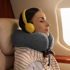 napfun Travel Pillow for Airplane, Premium Memory Foam Neck Pillow for Flight Headrest Sleep, Portable Plane Accessories, Deep Gray