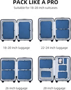6 Set Compression Packing Cubes for Travel, Large Medium Small Luggage Organizers (Dark Blue)