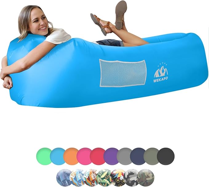 WEKAPO Inflatable Sun Lounger, Air Sofa, Hammock, Portable, Waterproof and Leak-Proof, Ideal for Backyard, Beach, Travel, Camping, Picnics and Music Festivals