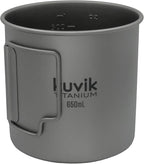 Kuvik Titanium Pot with Lid 650ml (22 oz) - Ultralight and Compact Pot for Backpacking, Camping, and Survival