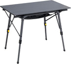PORTAL Outdoor Folding Portable Picnic Camping Table with Adjustable Height Aluminum Roll Up Table Top Mesh Layer, Dark Gray