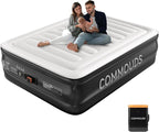 COMMOUDS Queen Air Mattress with 2000mAh Battery Powered Pump, 18" Raised Inflatable Mattress, Portable Blow up Mattress, Air Bed for Camping, Home and Guest