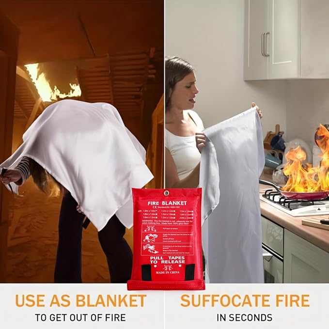 Emergency Fire Blanket for Home and Kitchen Fiberglass Fire Suppression Blanket (39''X39'') Great for School, Fireplace, Grill, Car, Office, Warehouse (2PCS)