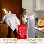 Emergency Fire Blanket for Home and Kitchen Fiberglass Fire Suppression Blanket (39''X39'') Great for School, Fireplace, Grill, Car, Office, Warehouse (2PCS)