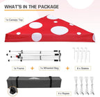 EAGLE PEAK 10x10 Slant Leg Pop-up Canopy Tent Easy One Person Setup Instant Outdoor Beach Canopy Folding Portable Sports Shelter 10x10 Base 8x8 Top (Red Mushroom)