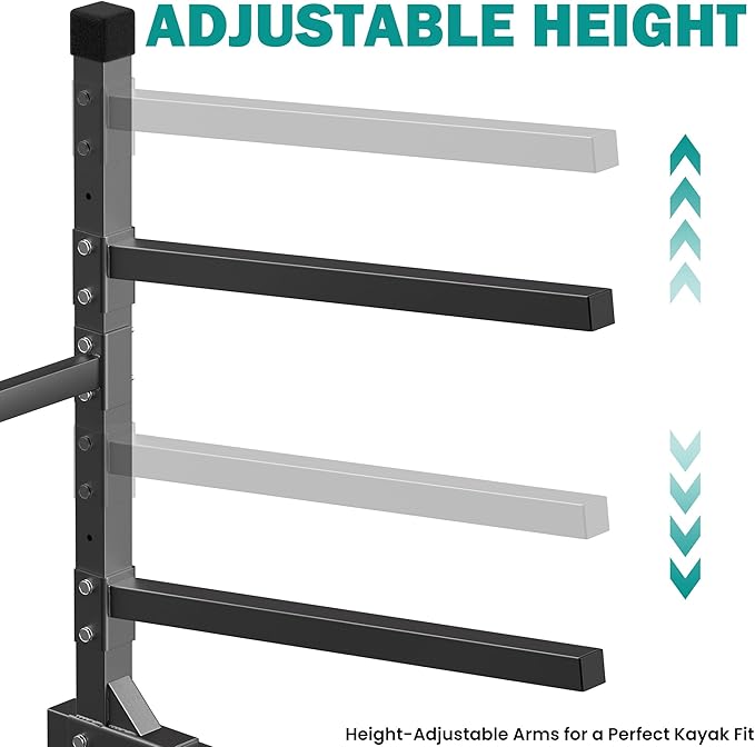 EVERHANGER Kayak Storage Rack, Adjustable Kayak Stand Holder, Freestanding Paddle Board Rack for Kayak, Canoe, Surfboard, 320lbs Capacity