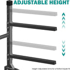 EVERHANGER Kayak Storage Rack, Adjustable Kayak Stand Holder, Freestanding Paddle Board Rack for Kayak, Canoe, Surfboard, 320lbs Capacity