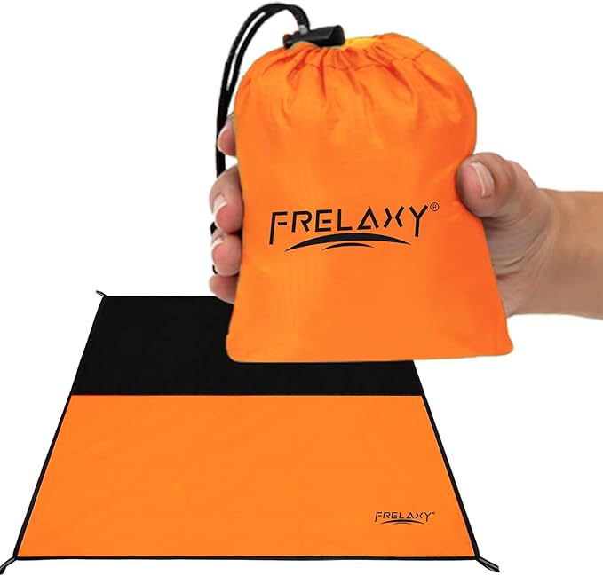 Frelaxy Pocket Picnic Blanket, Waterproof Sandproof Beach Mat, Compact Camping Tarp for Festivals, Hiking, Travel, Outdoor Recreation