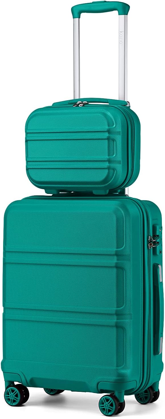 Kono Carry On Luggage Set Lightweight Airline Approved Carry On Suitcase with TSA Lock Spinner Wheels Durable Luggage Hardside Turquoise