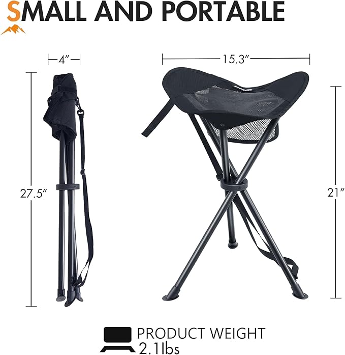 Portal Tall Folding Tripod Stool for Outdoor Camping Walking Hunting Hiking Fishing Travel, Support 225 lbs