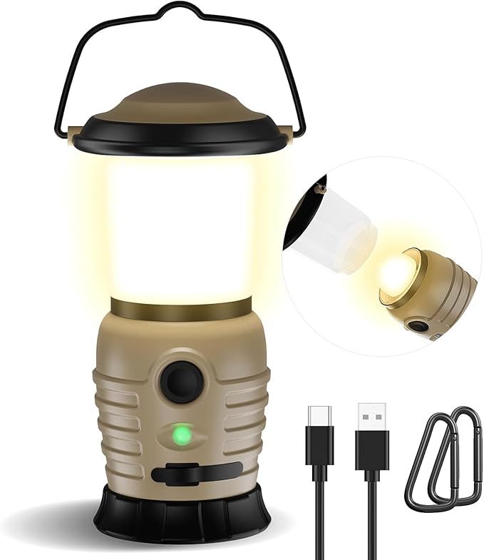 Camping Lantern Rechargeable, Portable LED Camping Lantern - Battery Tent Light with 4 Modes for Indoor Outdoor Home Emergency Light Hiking Fishing Picnicking