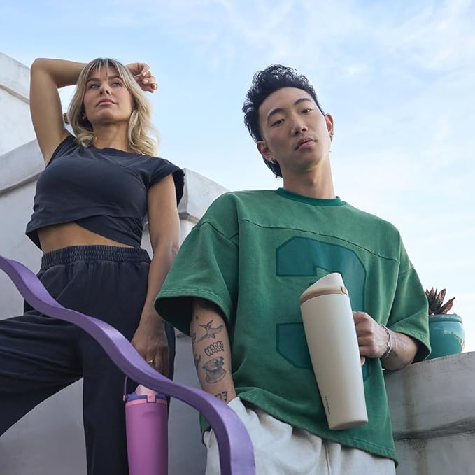 Owala FreeSip Tumbler Insulated Stainless Steel Water Bottle with Built-in Straw and Side Handle, For Travel, Work, School, and Sports, 40oz, BPA Free, Leak Proof, Lightly Toasted