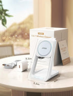 3 in 1 Charging Station for iPhone, Magsafe Wireless Charger with Cooling Fan for iPhone 16 15 14 13 12 Series & Apple Watch Charger 10/Ultra 2, Wireless Charging Station for AirPods 4/3/Pro
