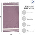 Cotton Turkish Beach Towel with Towels Oversized 36"x72" Pool Absorbent Extra Large Quick Dry Sand Travel Towel (Purple, 4 Pack)