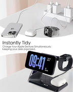 3 in 1 Charging Station for Apple Devices, Mag-Safe Charger Stand, Wireless Charger for iPhone 16/15/14/13/12 Series,& AirPods,& iWatch, Adapter Not Included