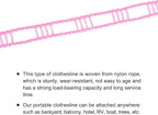 uxcell Portable Clothesline, 16.4ft Nylon Windproof Non-Slip Washing Line Rope for Courtyard Outdoor Travel Camping Laundry Drying, Pink