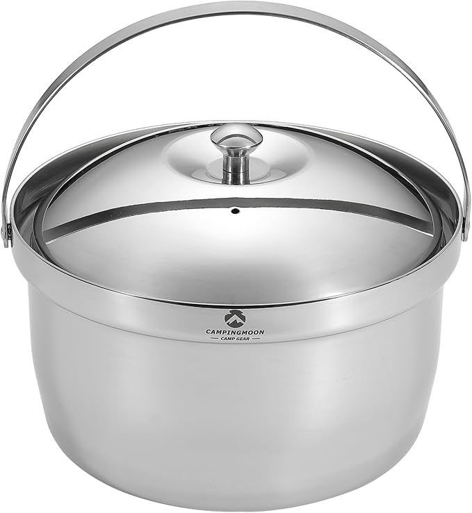 CAMPINGMOON 3.0L Cooking Pot 3-ply Stainless Steel IH Compatible Rice Cooker CC-21
